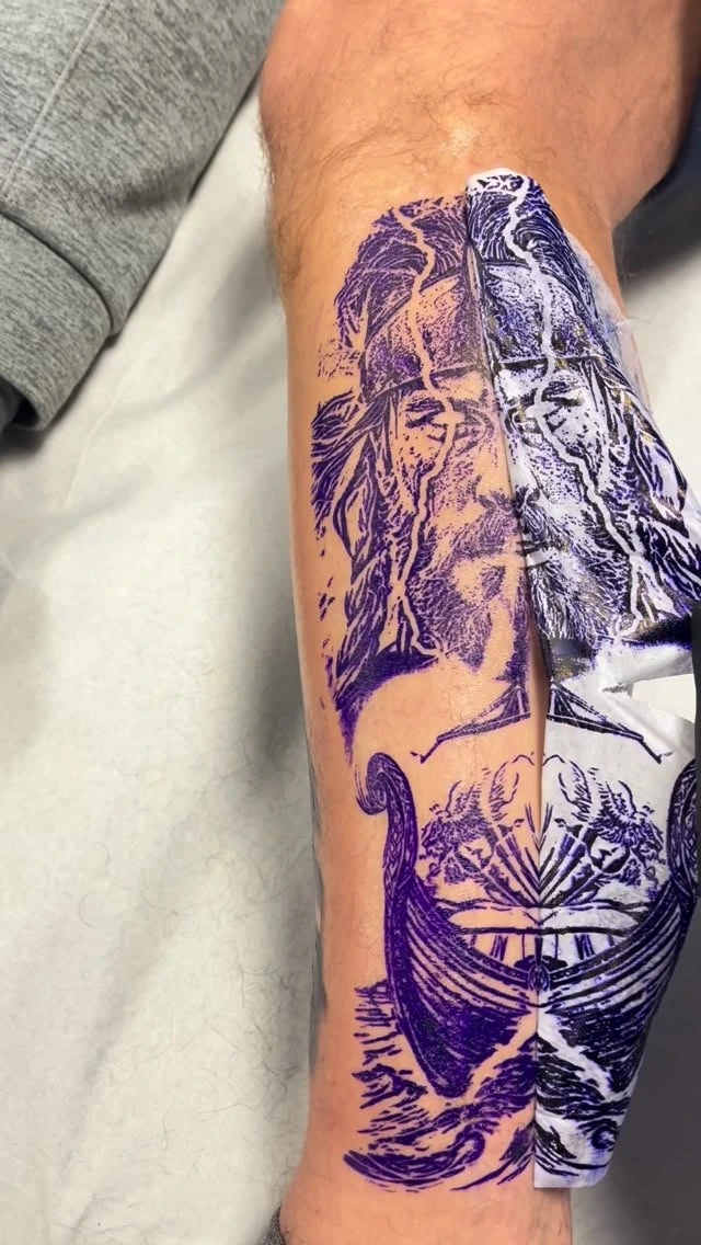 Stencil of Viking warrior piece