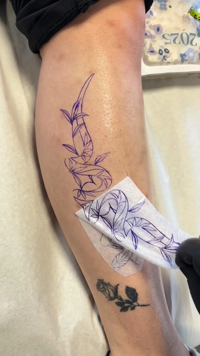 Stencil/in-progress of the watercolor botanical piece