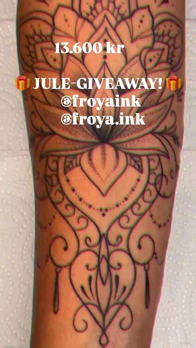 ornamental mandala lotus with hanging jewels, forearm