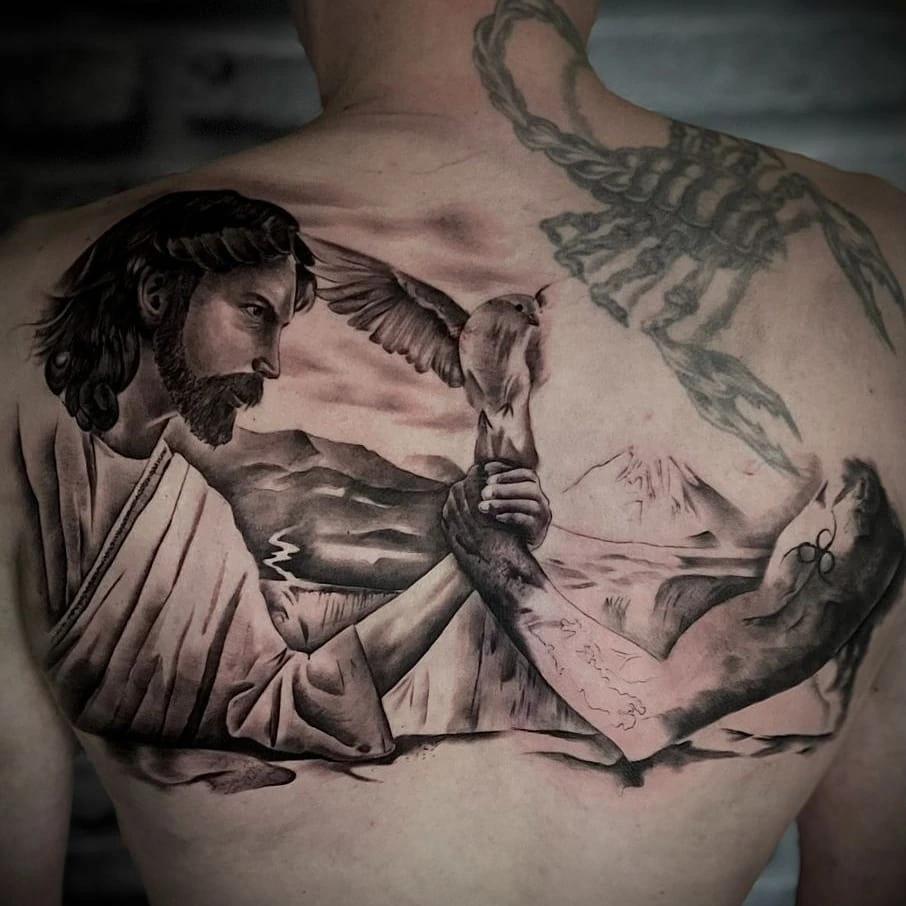 God vs Devil arm wrestle with dove (Dios contra el diablo) — first session